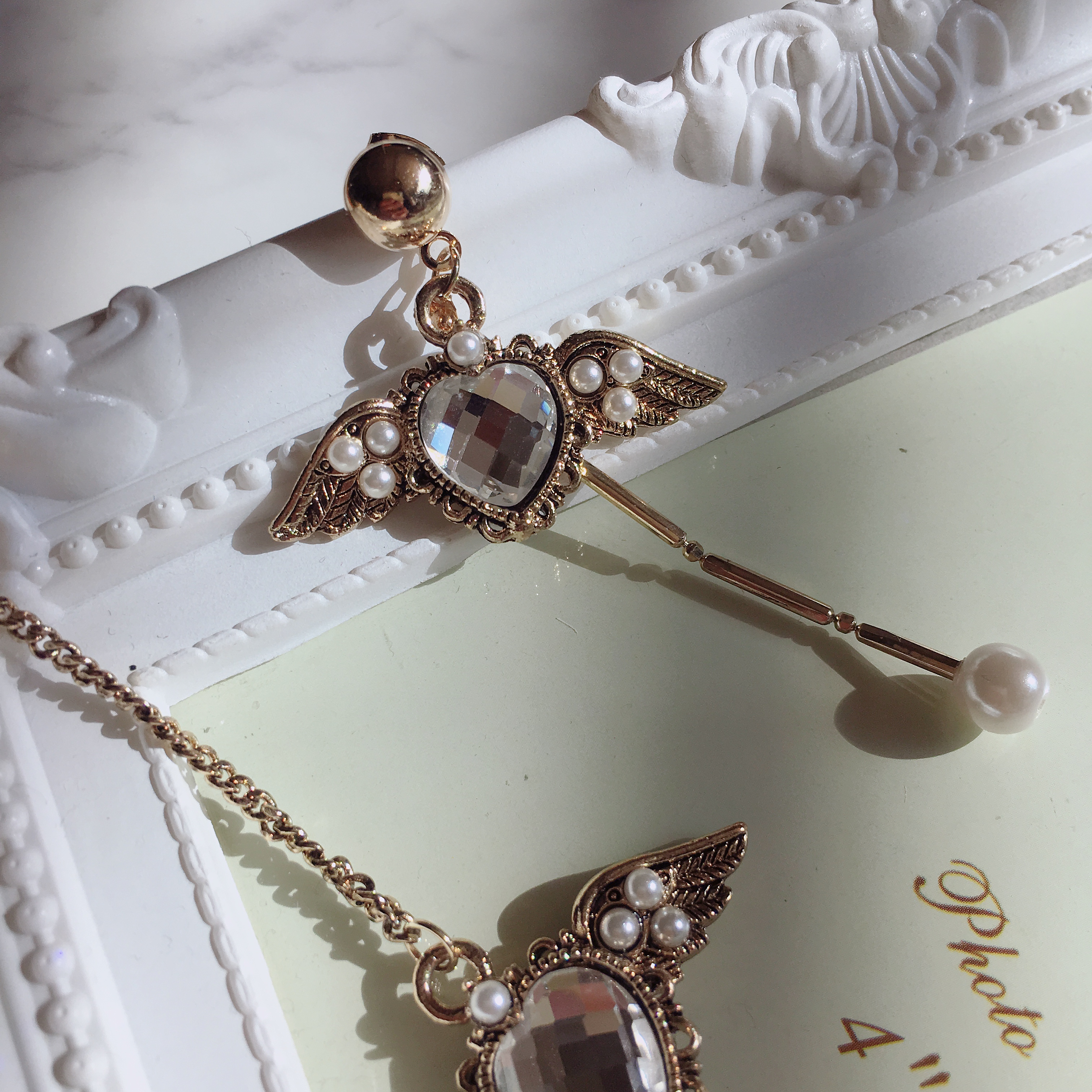 Antique and Lovely Heart Wing Uncut Drop Earring E