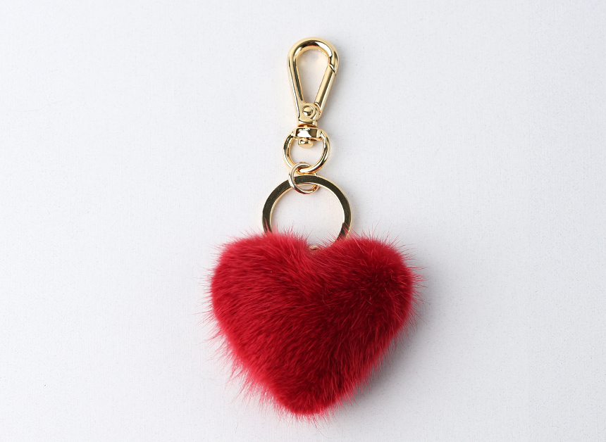 Red Mini Heart Real Mink Fur Bag Charming Classic 