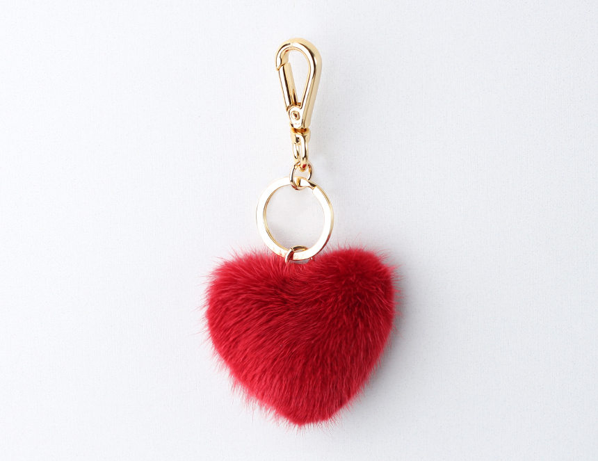 Red Mini Heart Real Mink Fur Bag Charming Classic 