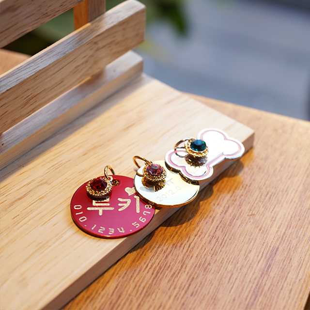 강아지 인식표 목걸이 이름표 후크형 알루미늄원형 펜던트 이미지 3