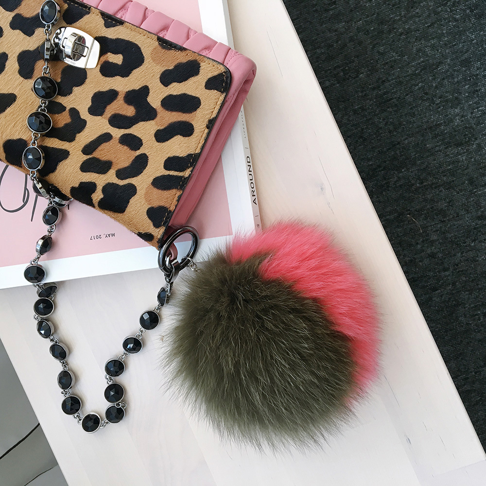 Italian Real Fox Foam Pole Foil Drop Keyring Holde