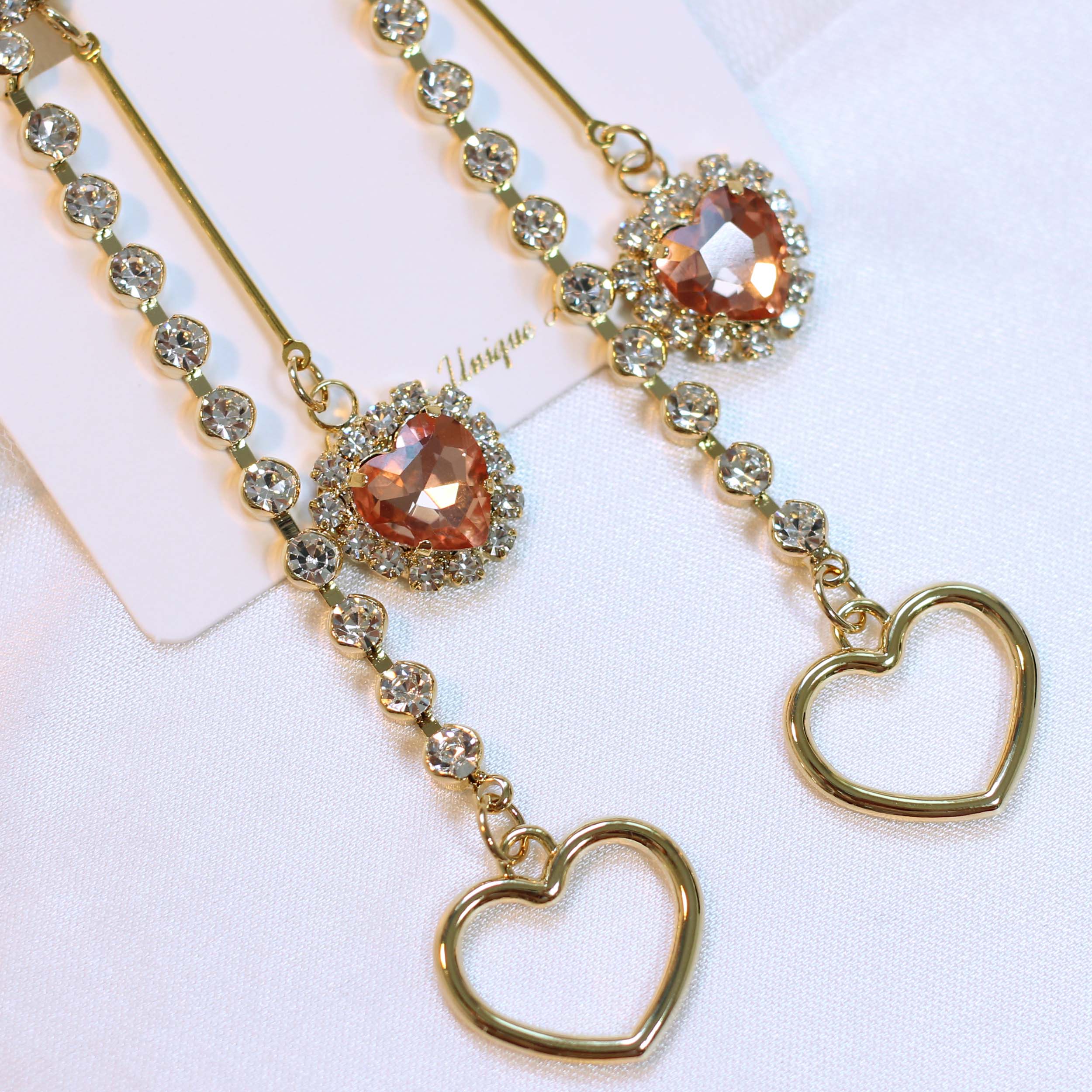 Heart Two Way Cubic Bold Drop Earrings 2color Colo