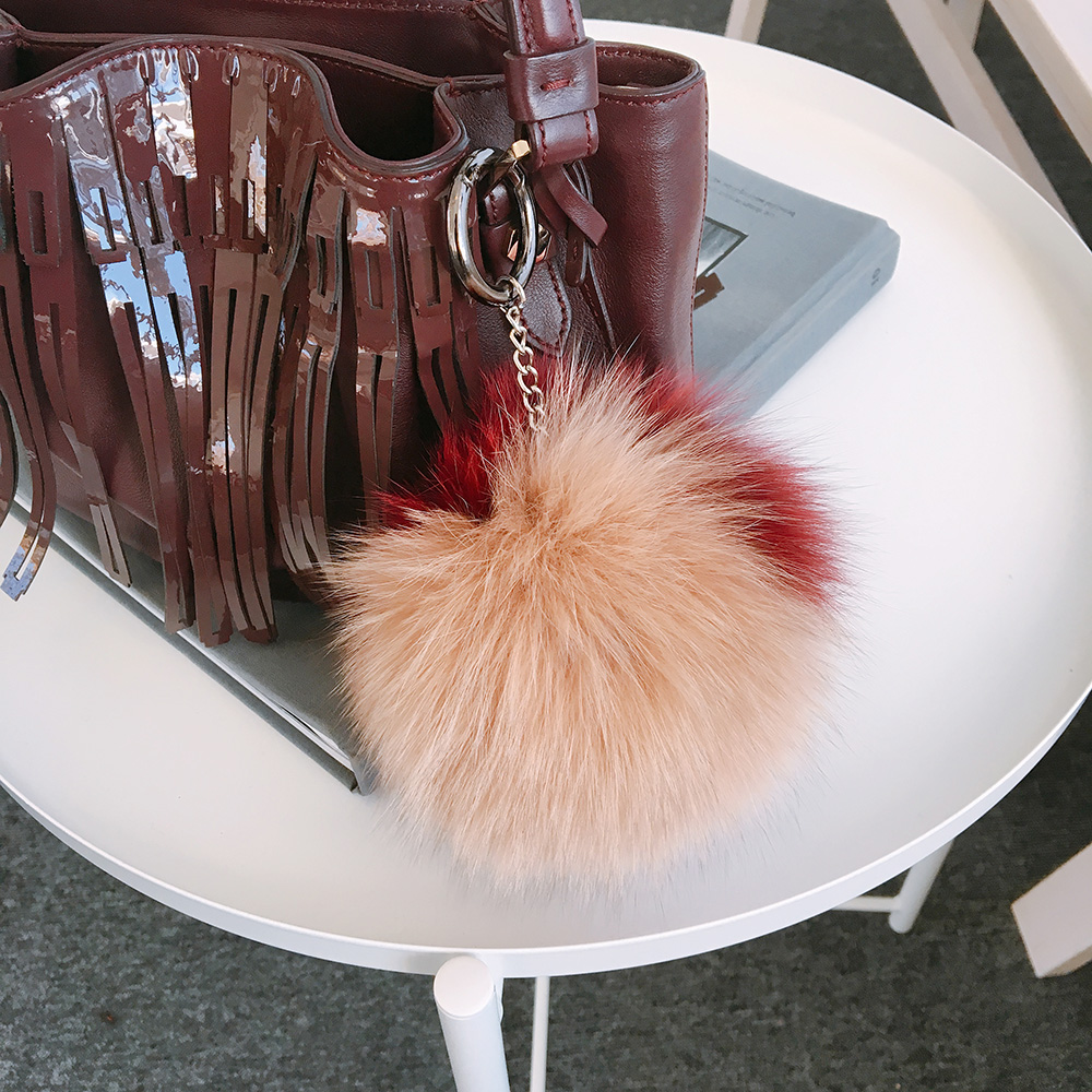 Italian Real Fox Foam Pole Foil Drop Keyring Holde