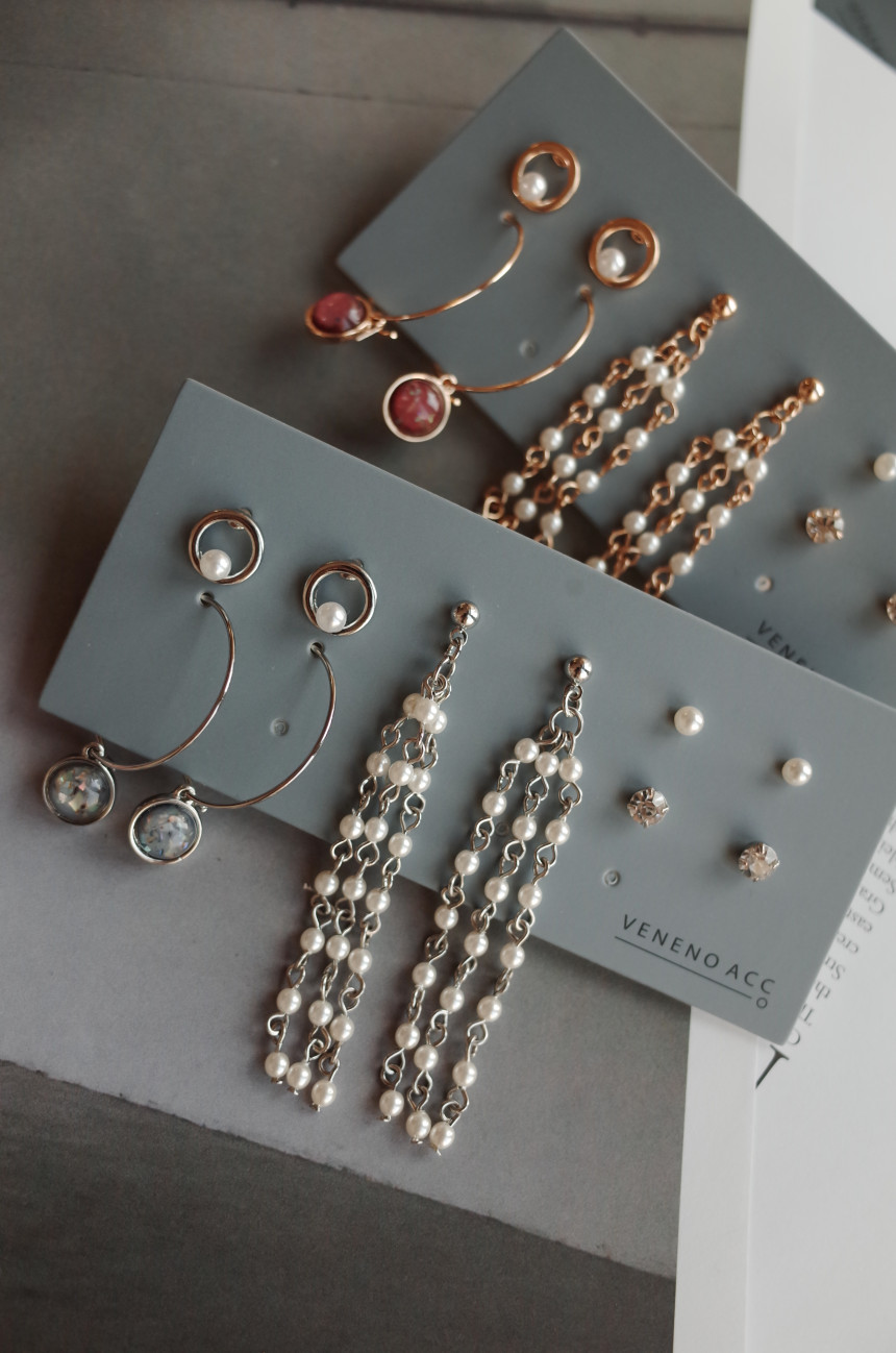 Twilight Pearl Drop 10SET Earrings Stylish Chic Un