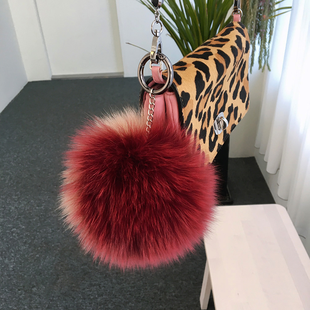 Italian Real Fox Foam Pole Foil Drop Keyring Holde