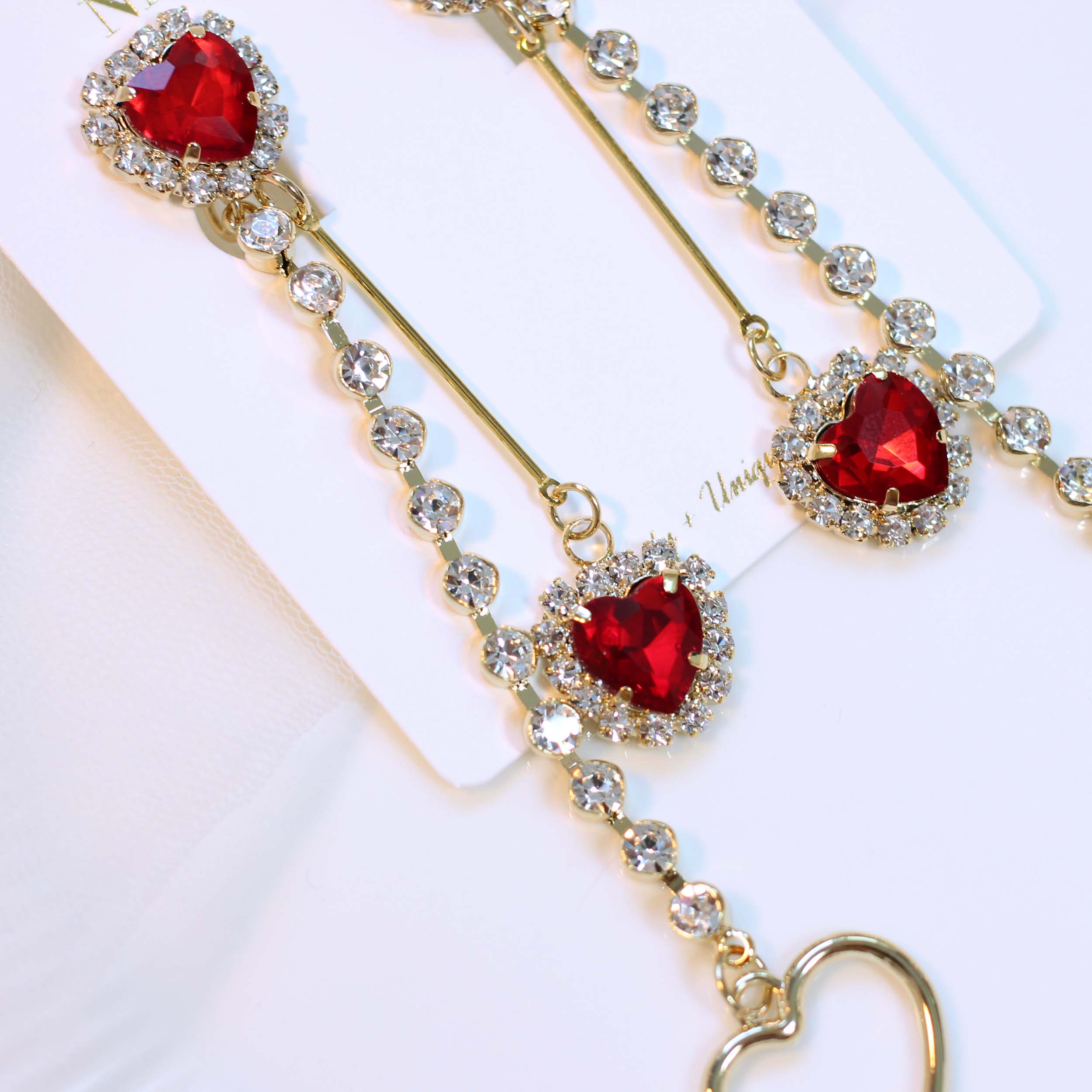 Heart Two Way Cubic Bold Drop Earrings 2color Colo