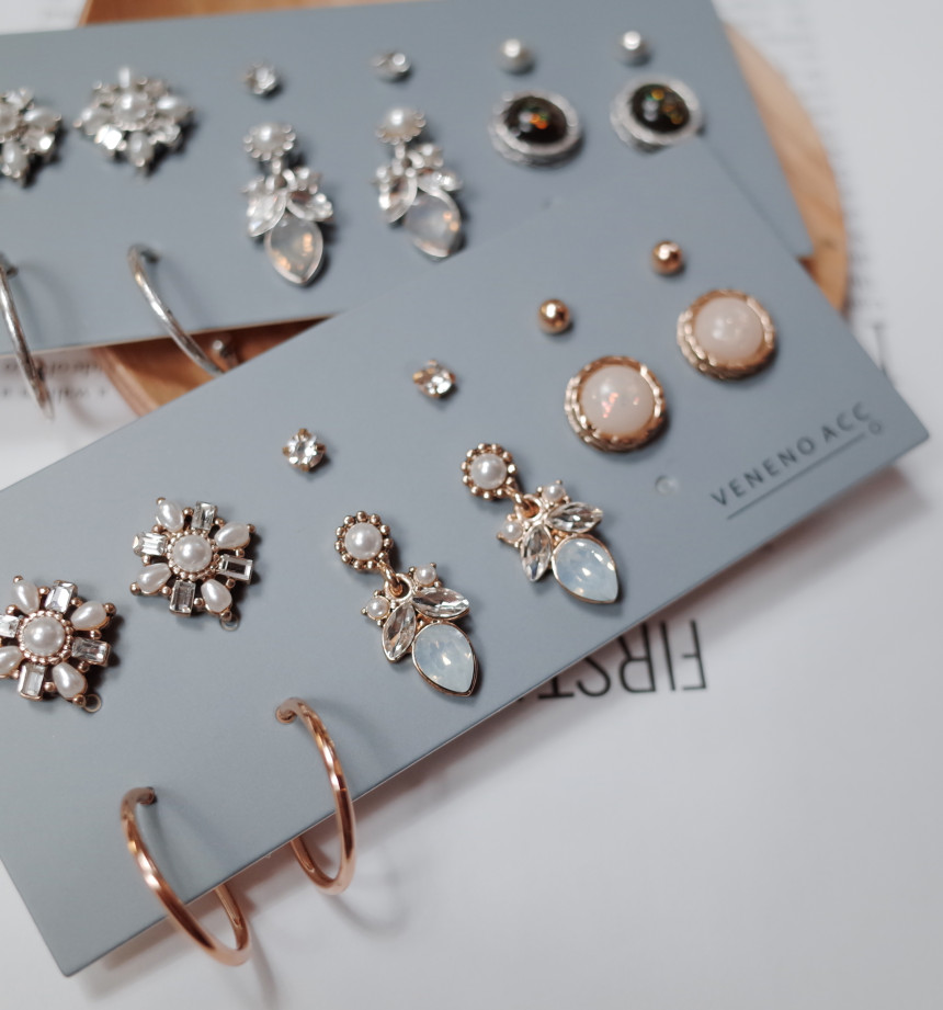 White Snow Angel 12SET Earrings Stylish Chic Uniqu