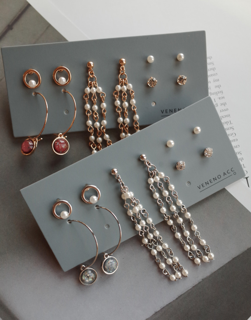 Twilight Pearl Drop 10SET Earrings Stylish Chic Un