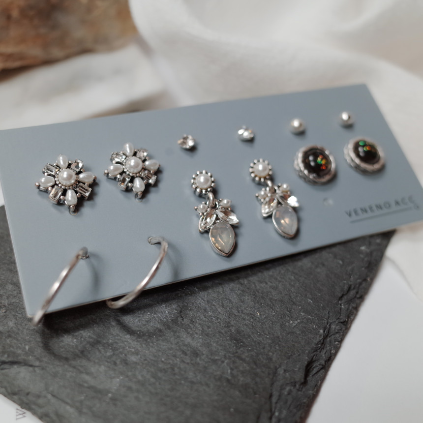 White Snow Angel 12SET Earrings Stylish Chic Uniqu