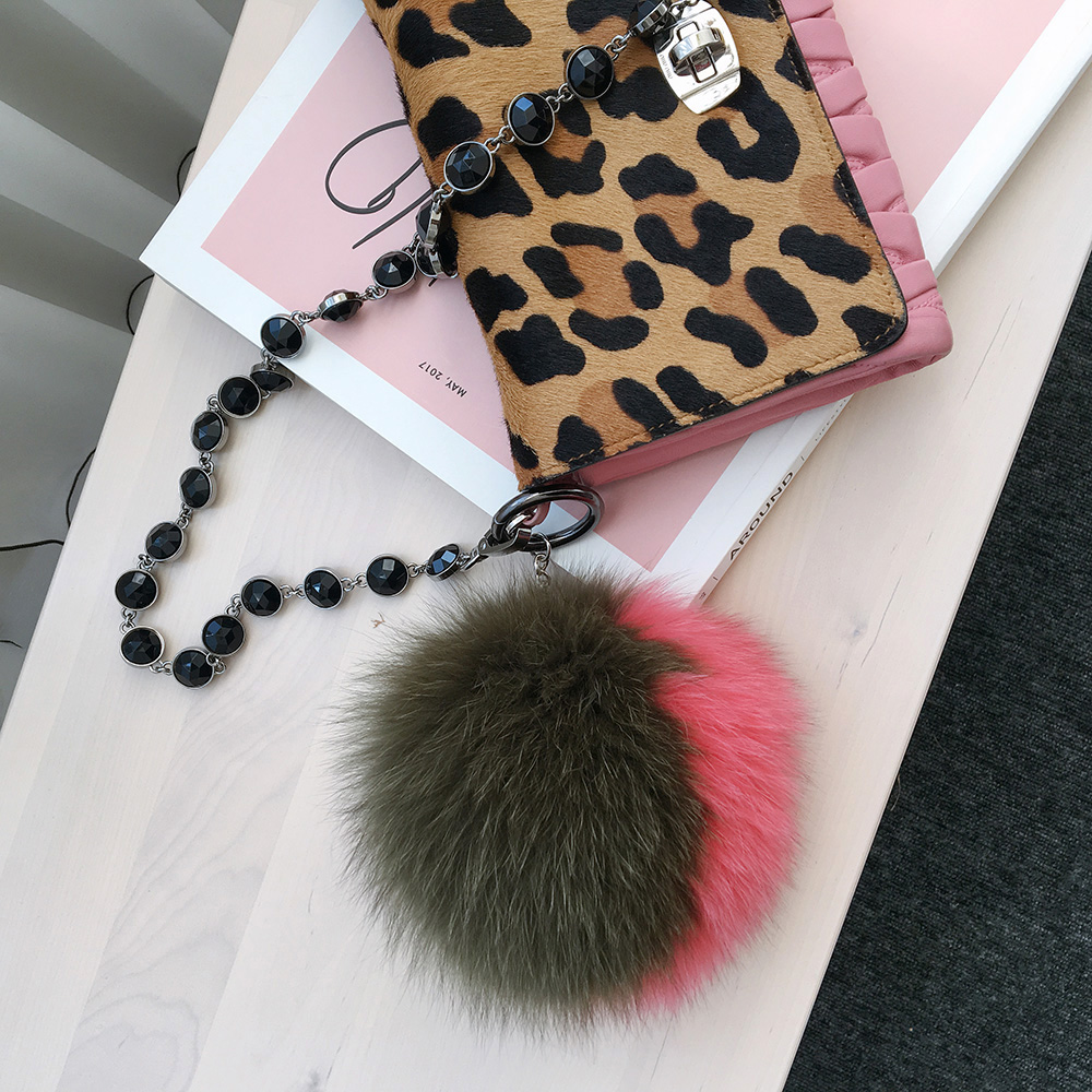 Italian Real Fox Foam Pole Foil Drop Keyring Holde