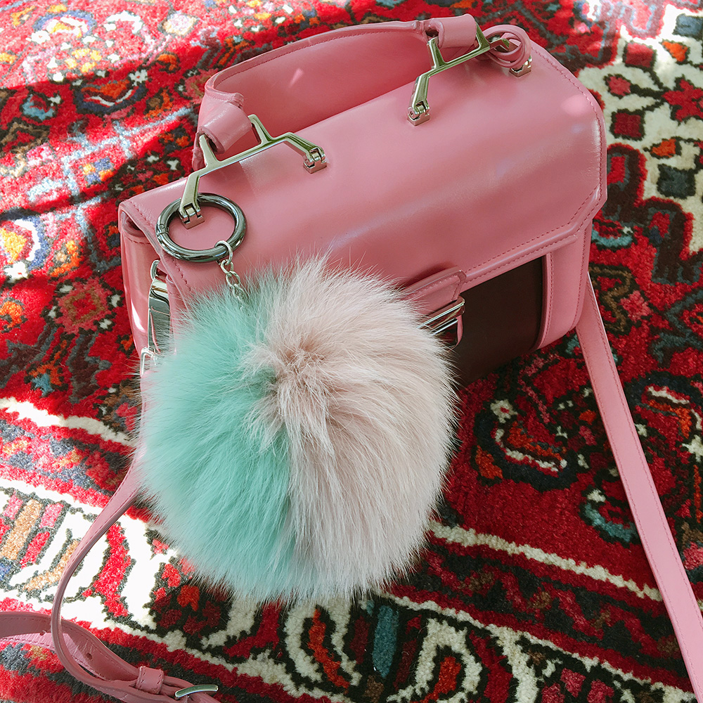 Italian Real Fox Foam Pole Foil Drop Keyring Holde