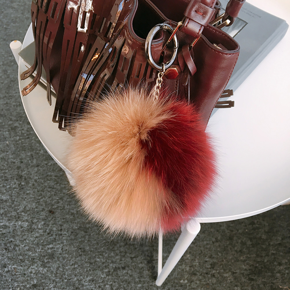 Italian Real Fox Foam Pole Foil Drop Keyring Holde