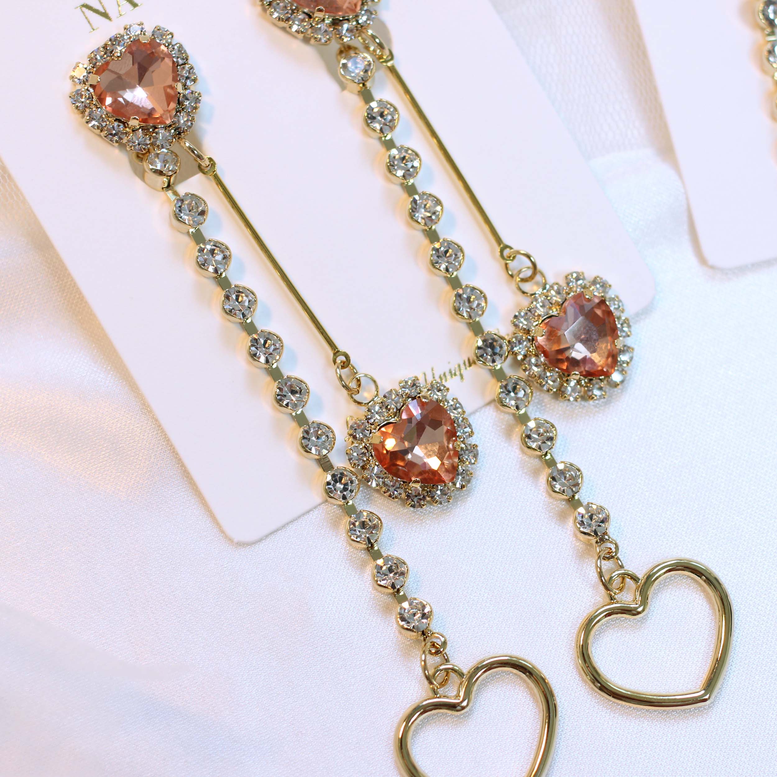 Heart Two Way Cubic Bold Drop Earrings 2color Colo