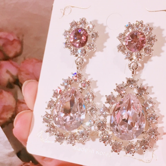Princess Crystal Earrings Point Cycle Good Bling B