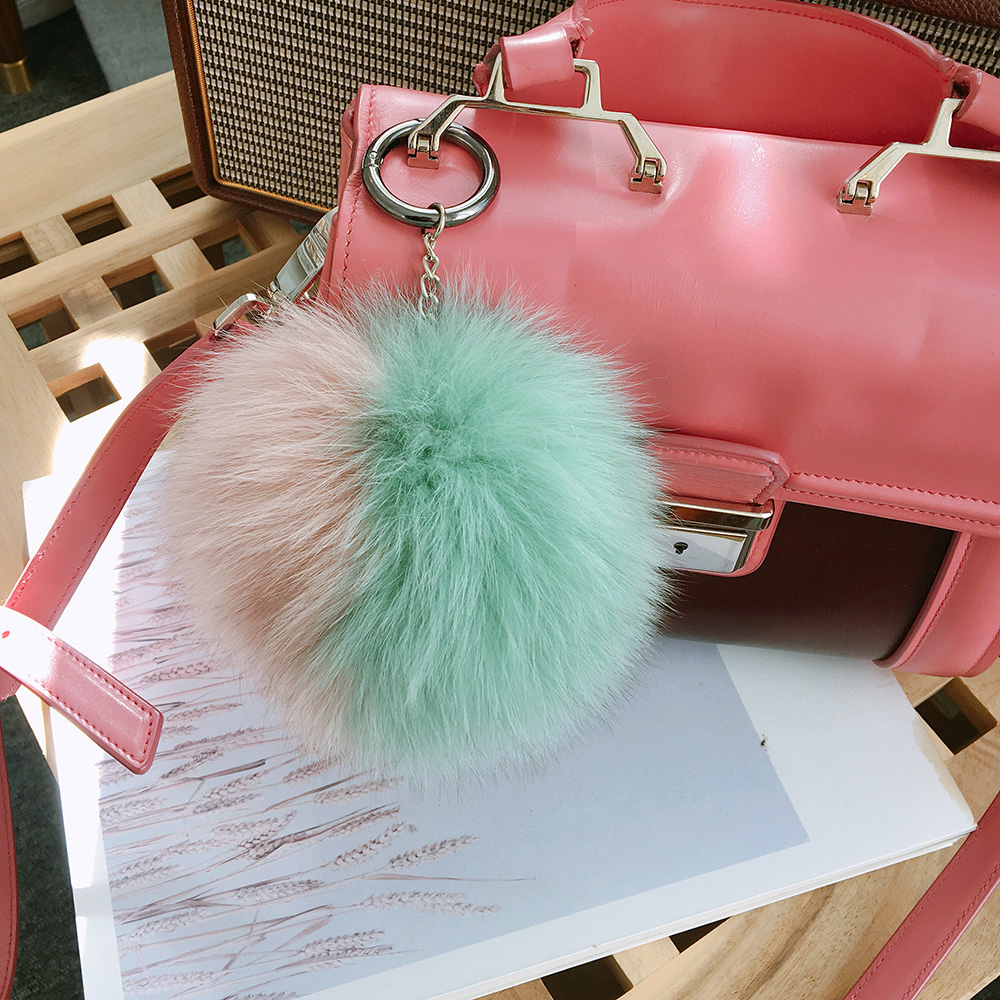 Italian Real Fox Foam Pole Foil Drop Keyring Holde