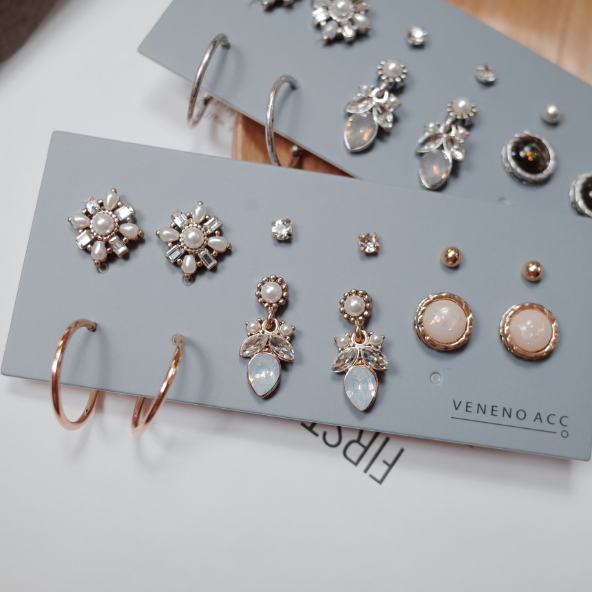 White Snow Angel 12SET Earrings Stylish Chic Uniqu