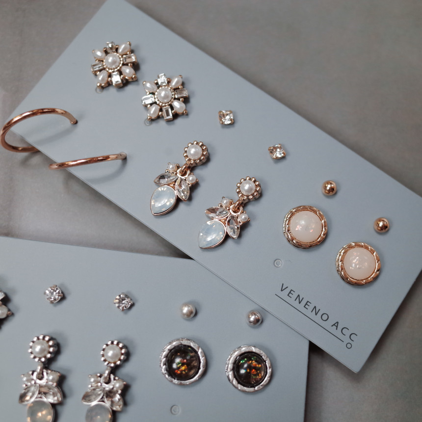 White Snow Angel 12SET Earrings Stylish Chic Uniqu