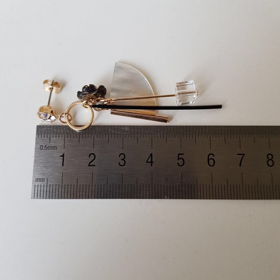 Laputa mother-of-pearl crystal drop earrings sense