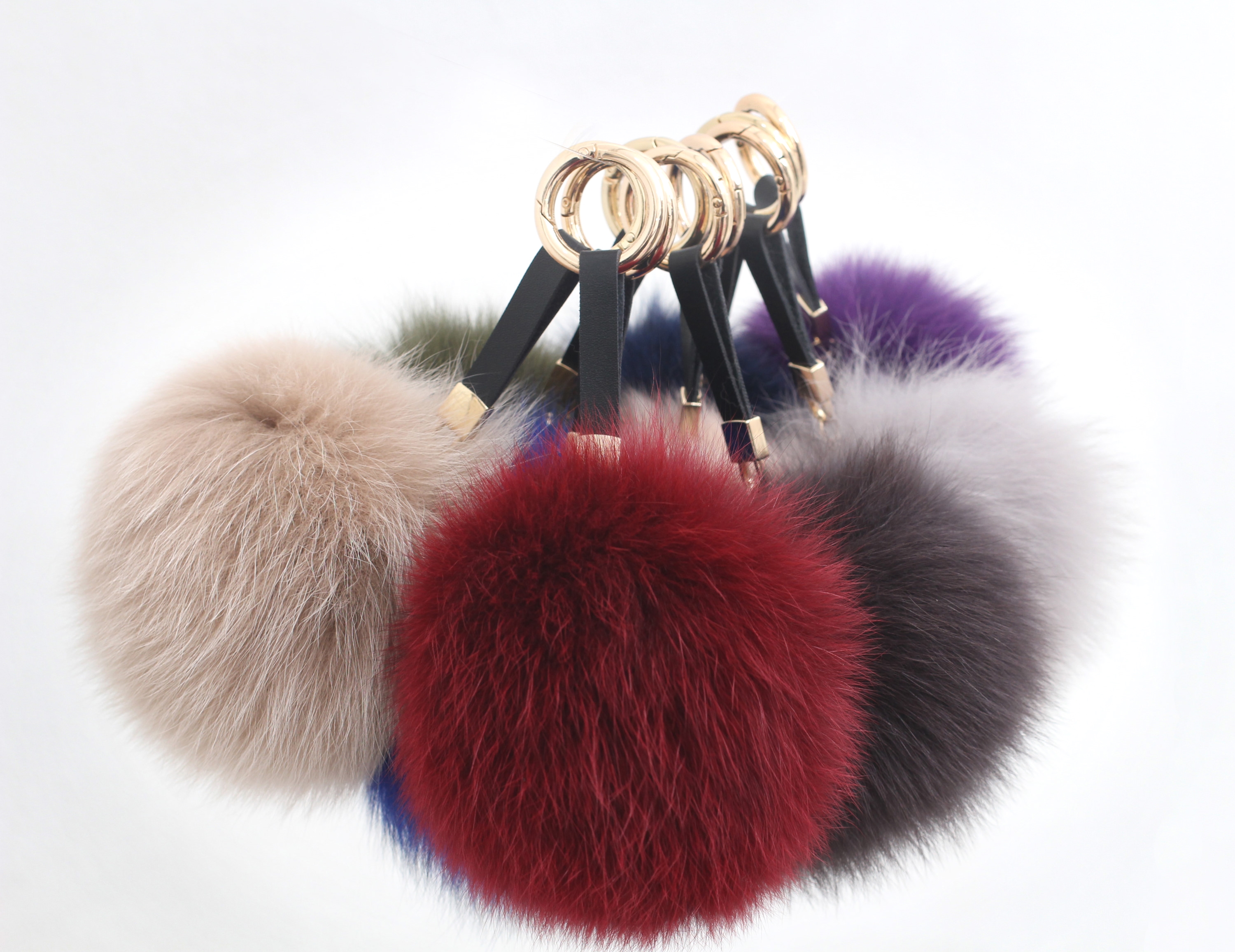 Real Fox Pom foam big size keyring 12 ~ 13cm witho