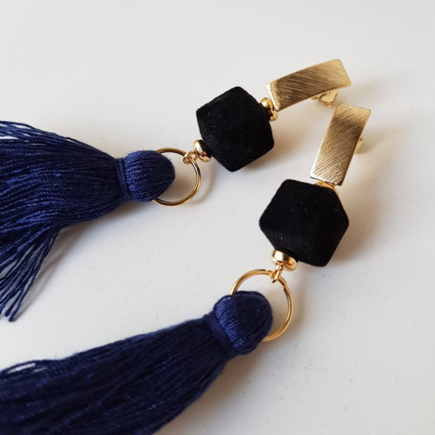 Van Long Tassel Suede Drop Earrings 3color Casual 