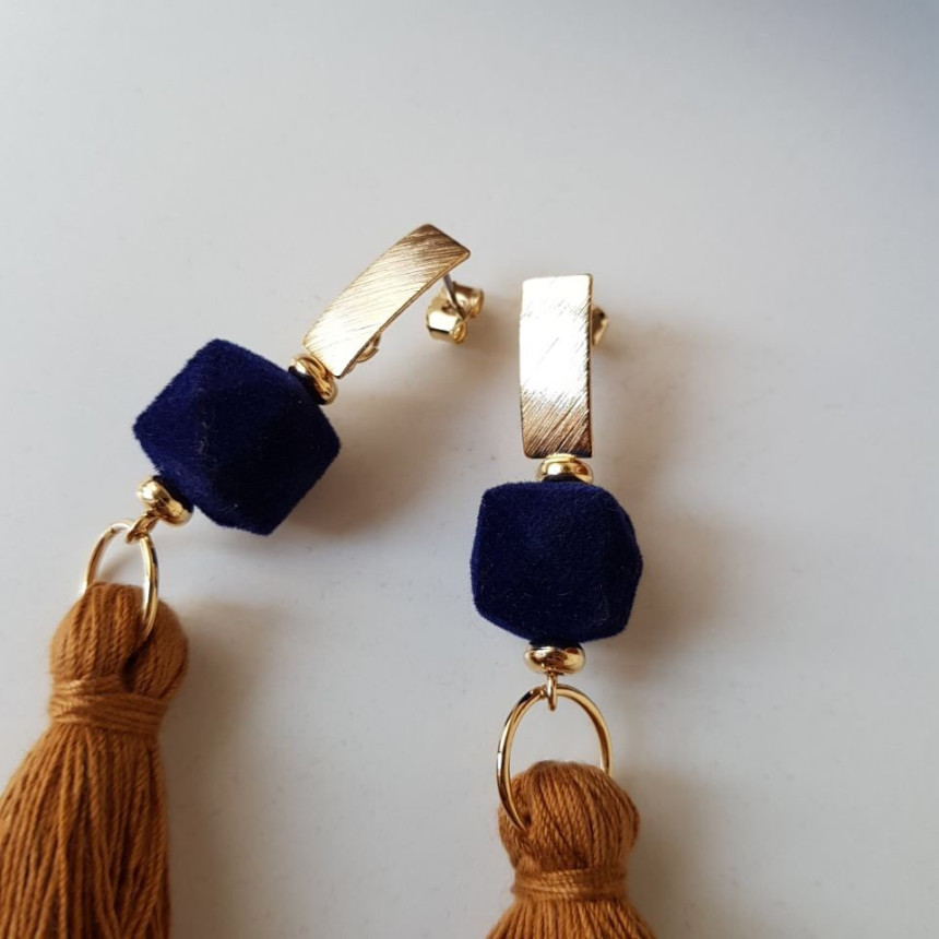 Van Long Tassel Suede Drop Earrings 3color Casual 