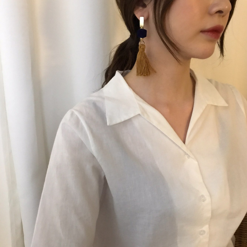 Van Long Tassel Suede Drop Earrings 3color Casual 