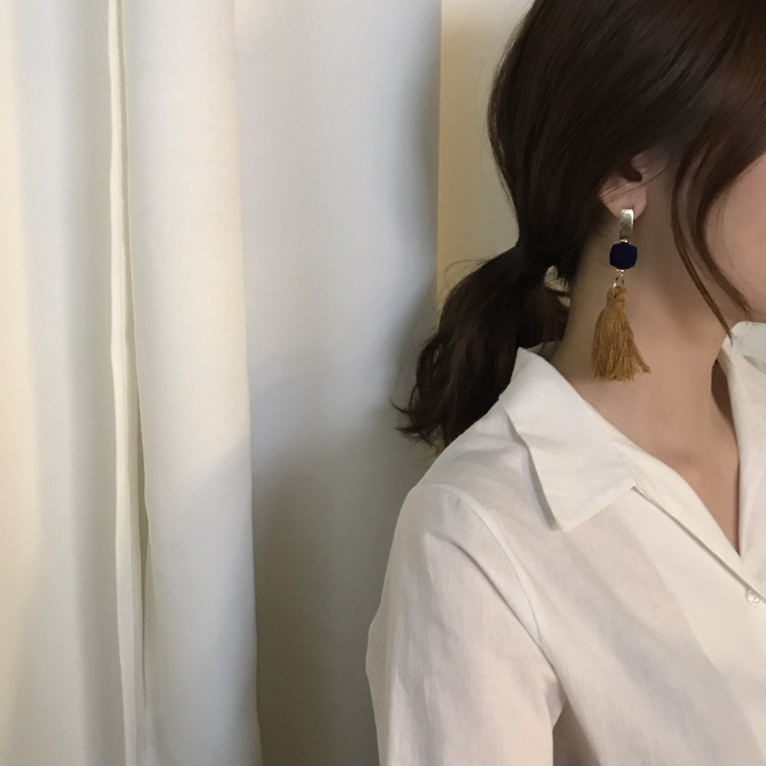 Van Long Tassel Suede Drop Earrings 3color Casual 