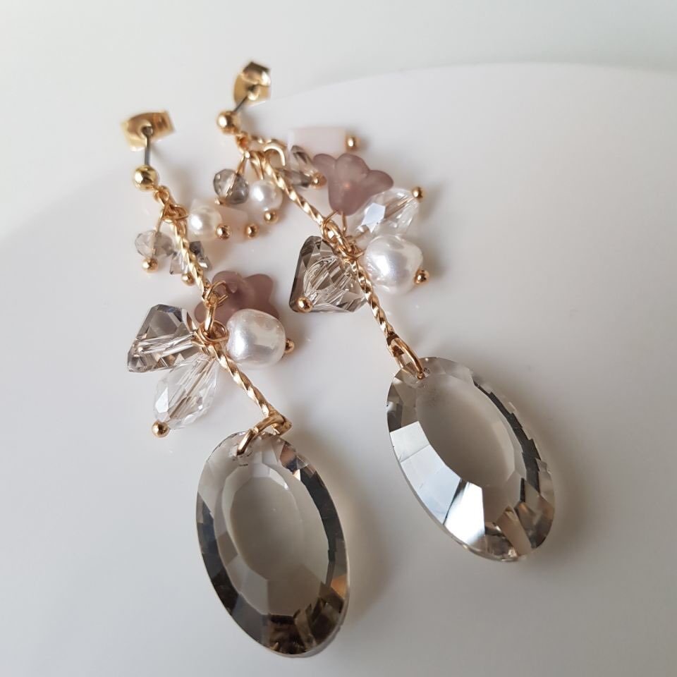 Serina Pearl Crystal Drop Earrings Fashion Trendy 