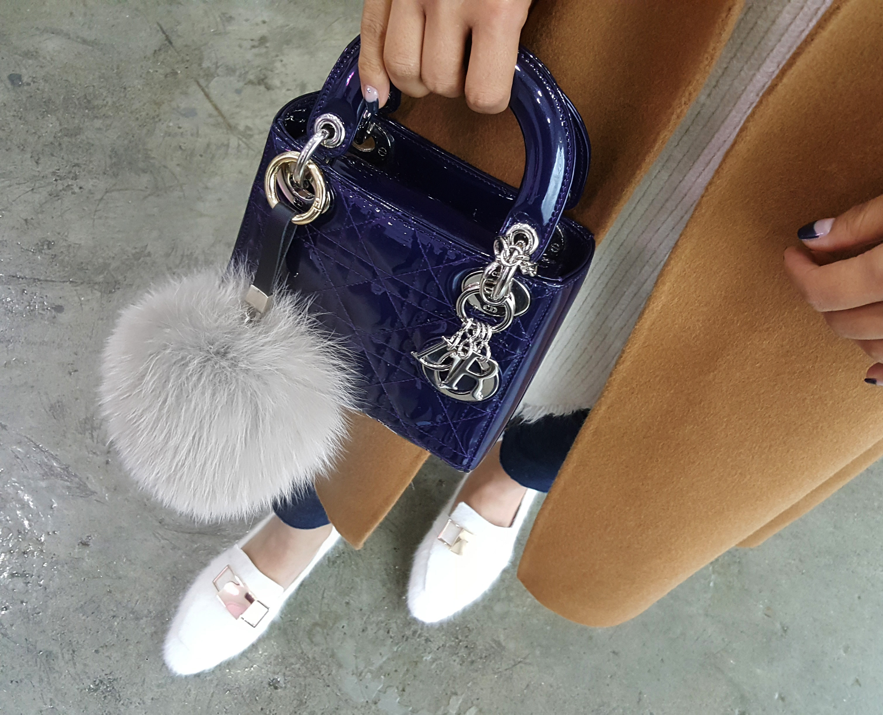 Real Fox Pom foam big size keyring 12 ~ 13cm witho