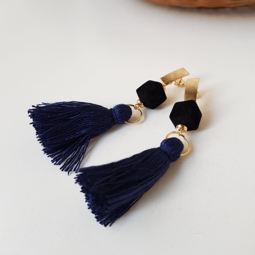 Van Long Tassel Suede Drop Earrings 3color Casual 