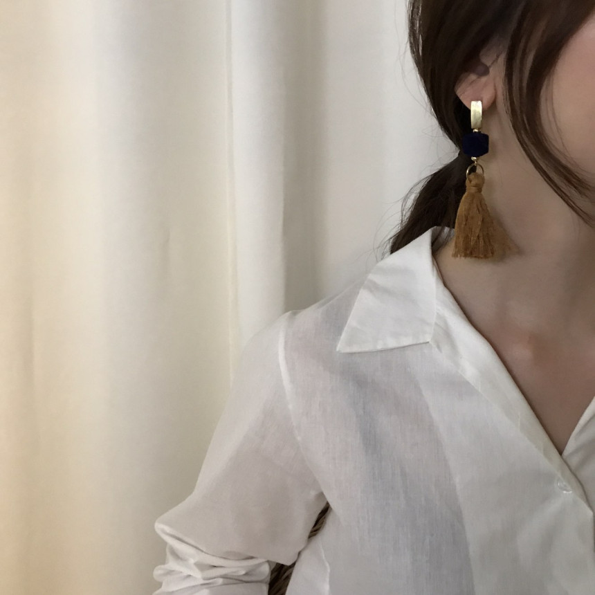 Van Long Tassel Suede Drop Earrings 3color Casual 