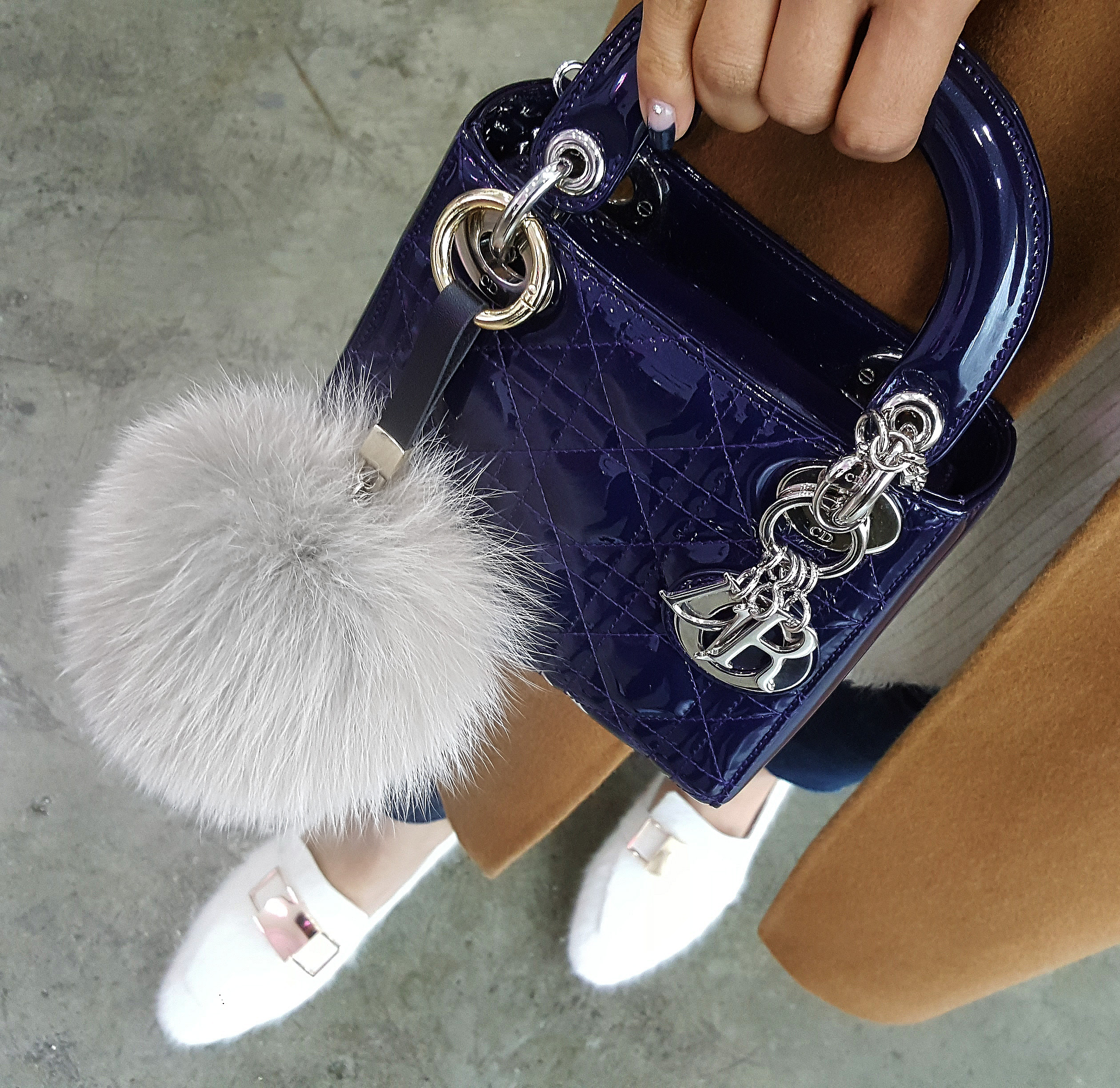 Real Fox Pom foam big size keyring 12 ~ 13cm witho