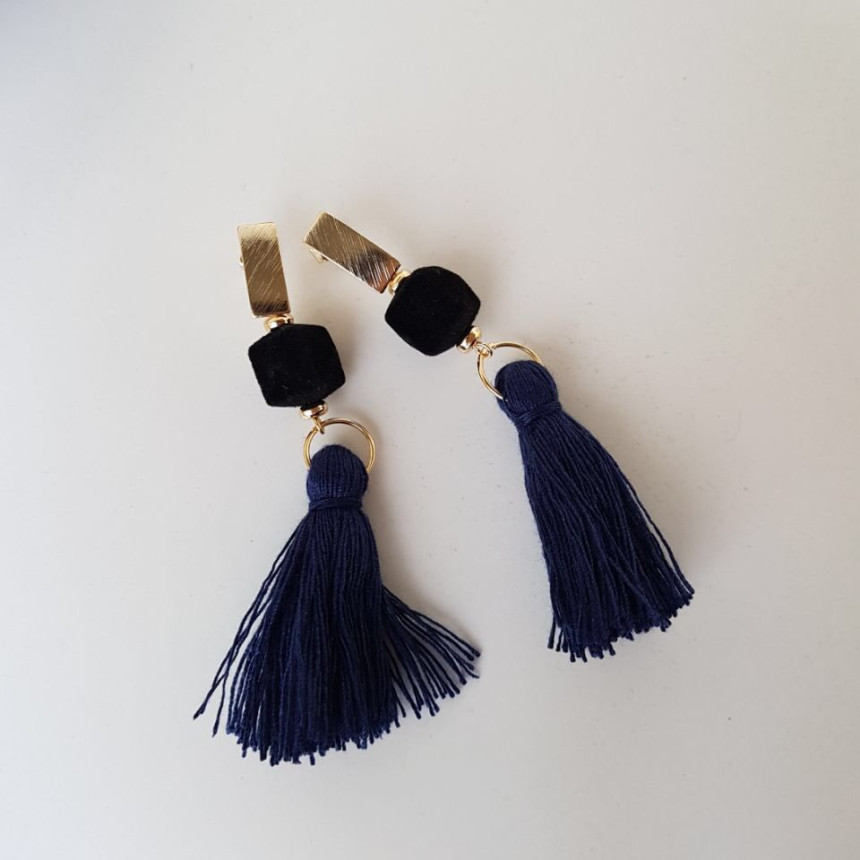 Van Long Tassel Suede Drop Earrings 3color Casual 