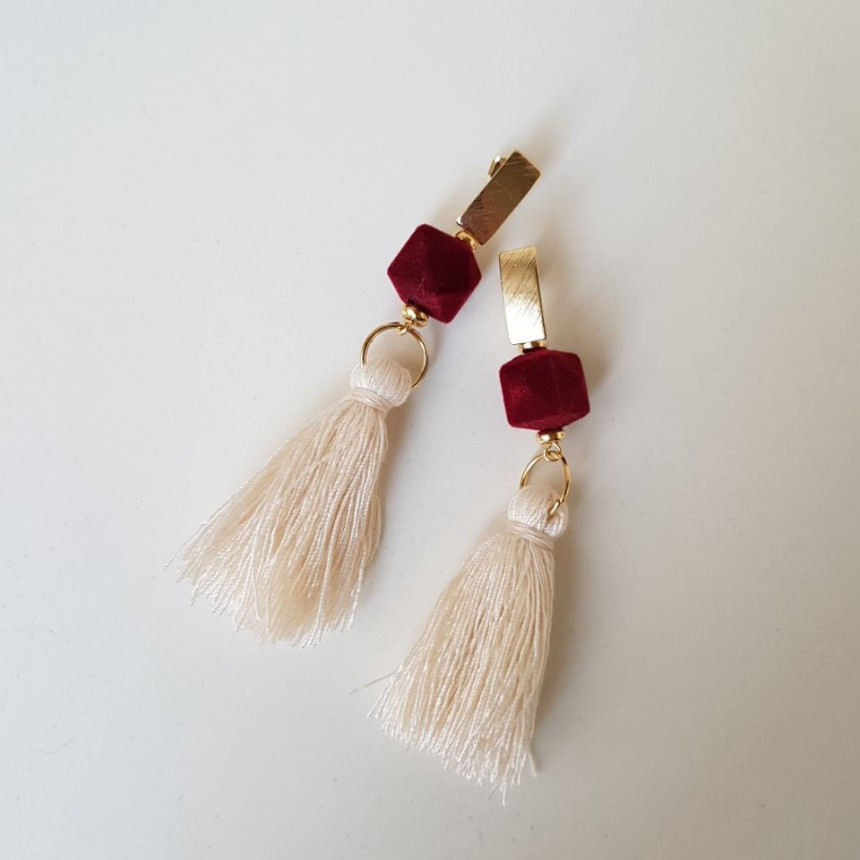Van Long Tassel Suede Drop Earrings 3color Casual 