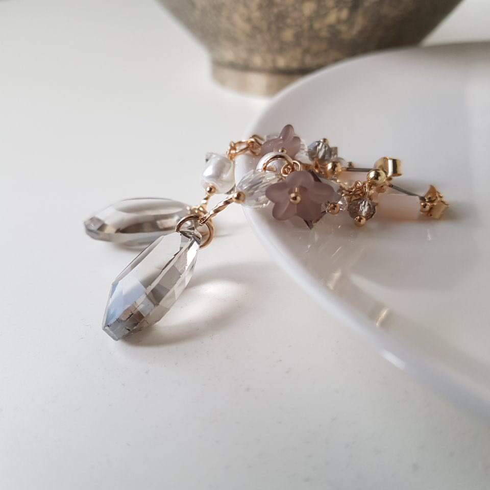 Serina Pearl Crystal Drop Earrings Fashion Trendy 