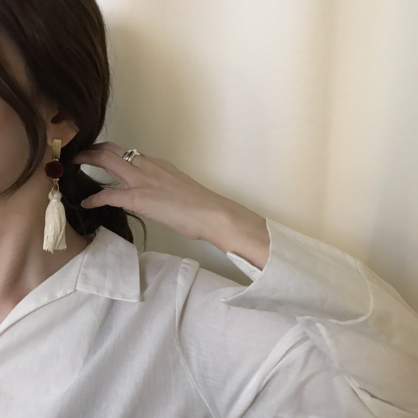 Van Long Tassel Suede Drop Earrings 3color Casual 