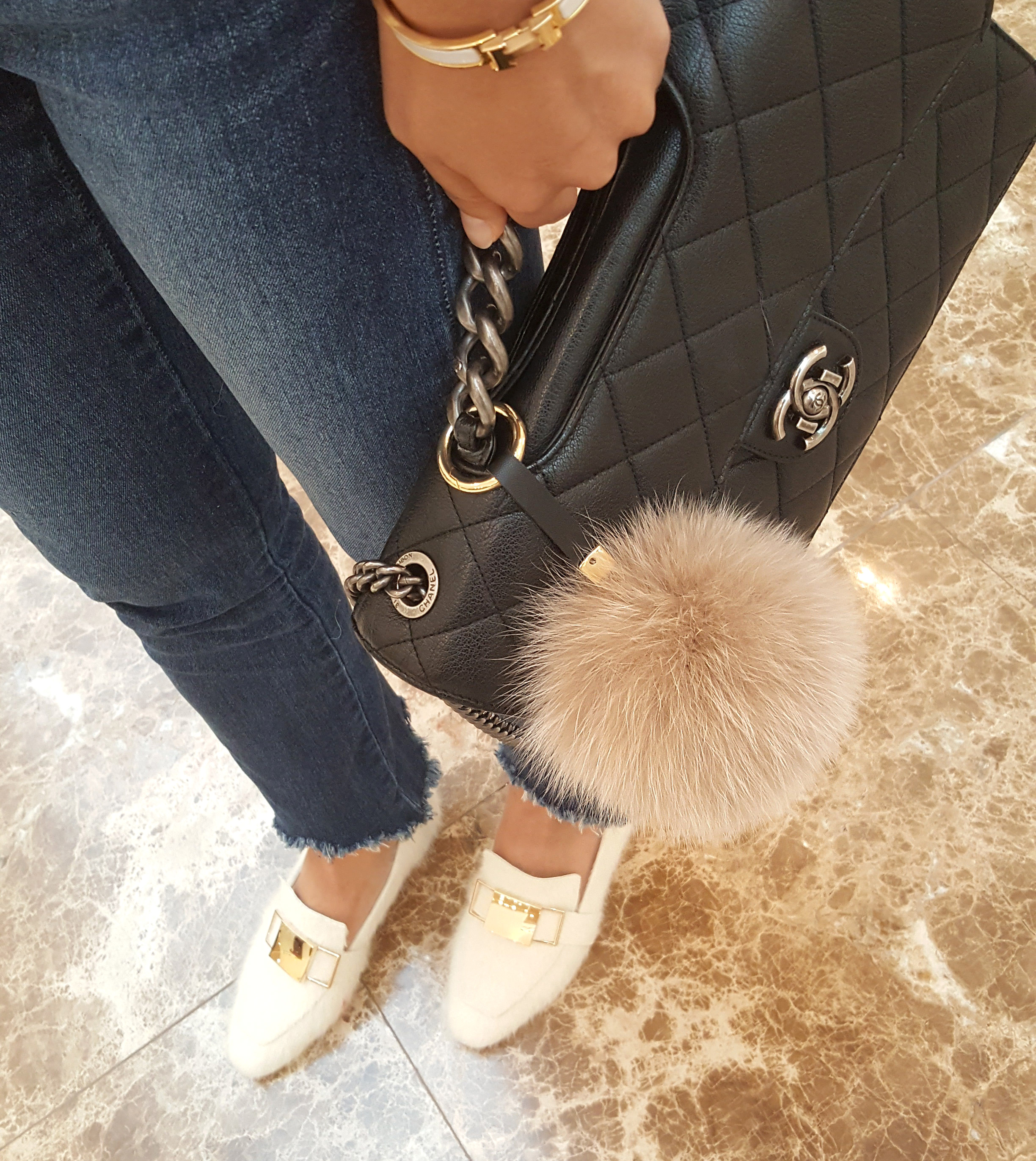 Real Fox Pom foam big size keyring 12 ~ 13cm witho