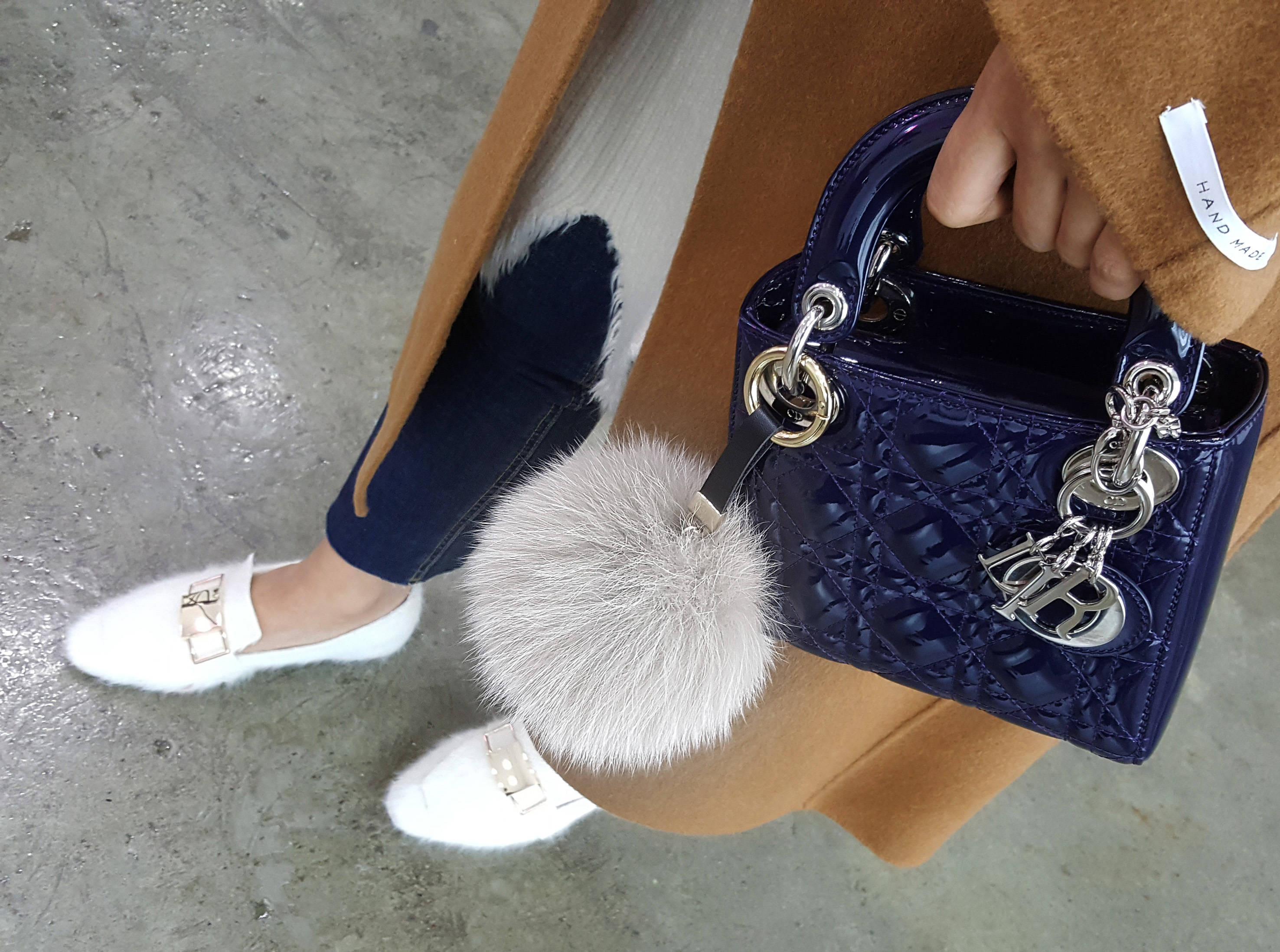 Real Fox Pom foam big size keyring 12 ~ 13cm witho