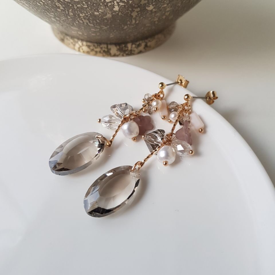 Serina Pearl Crystal Drop Earrings Fashion Trendy 