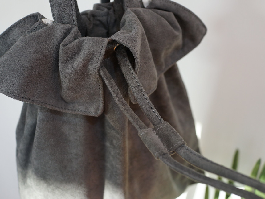 TOTE ECO SHOPPING TRAVEL suede bucket frill eco ba