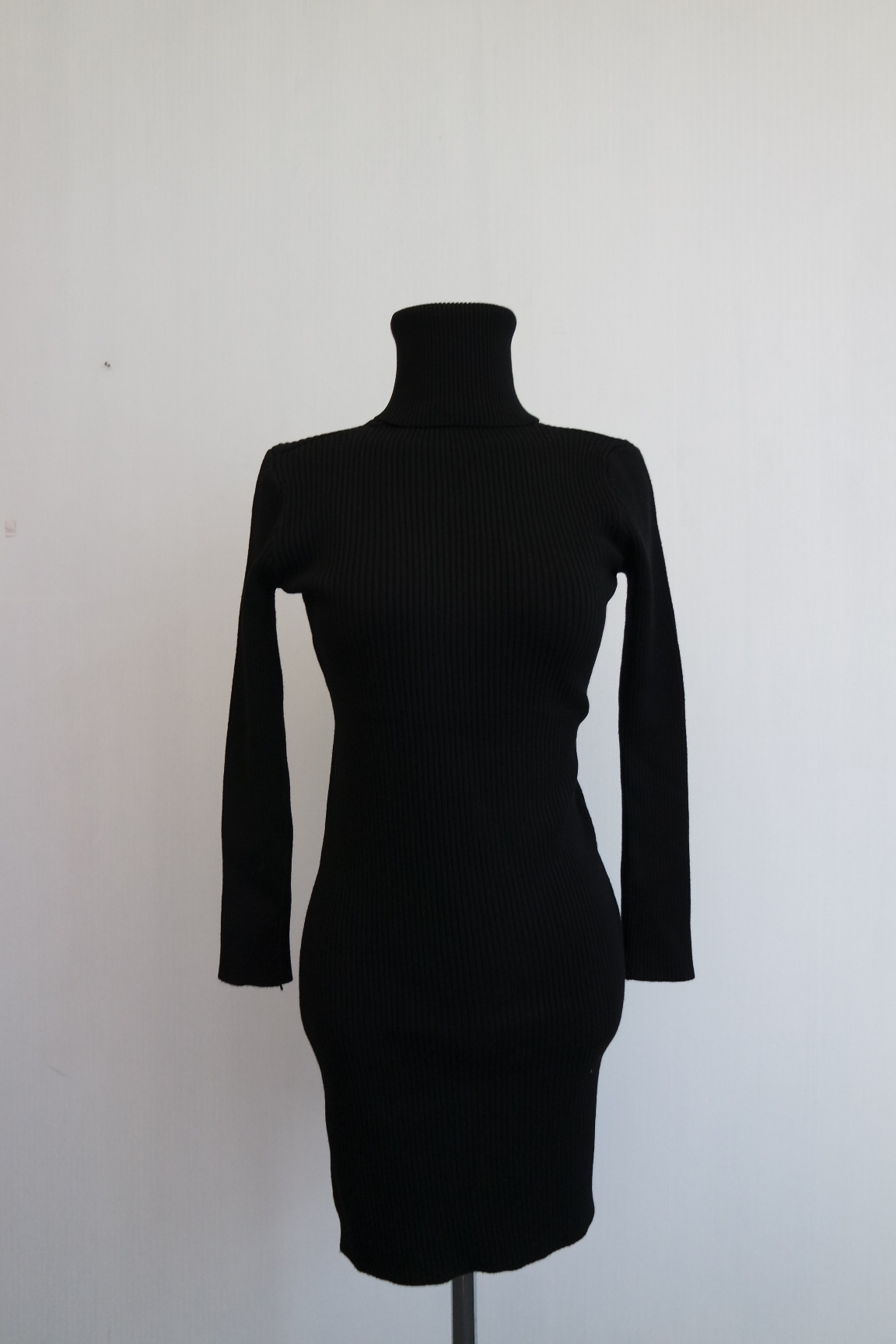 Winter Neck Polar Gold Long Knit Dress Mini