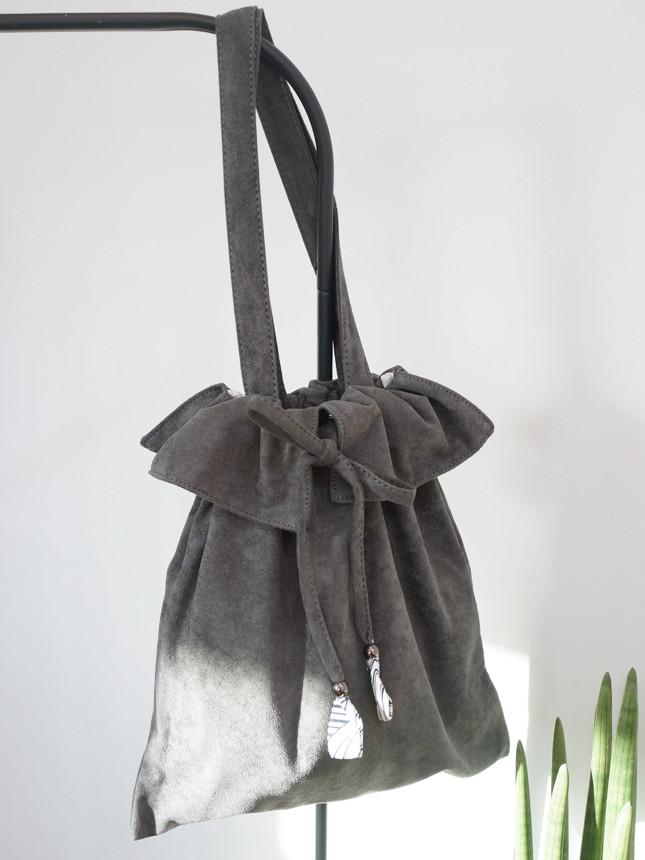 TOTE ECO SHOPPING TRAVEL suede bucket frill eco ba