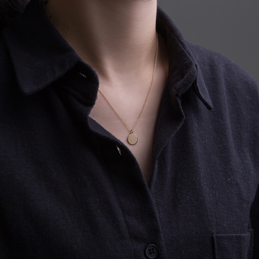 Runes Circle Coin Necklace 14k Gift 14k Pendant 14