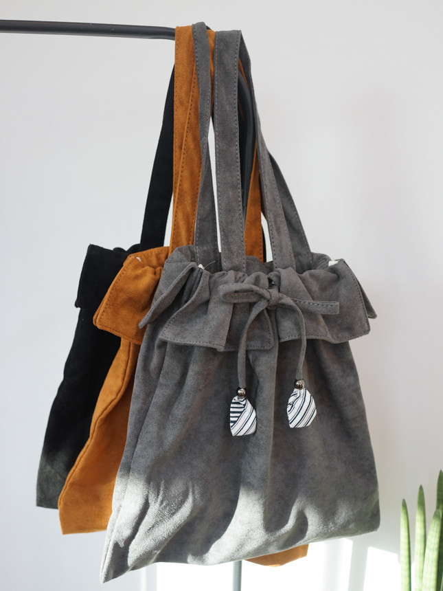 TOTE ECO SHOPPING TRAVEL suede bucket frill eco ba