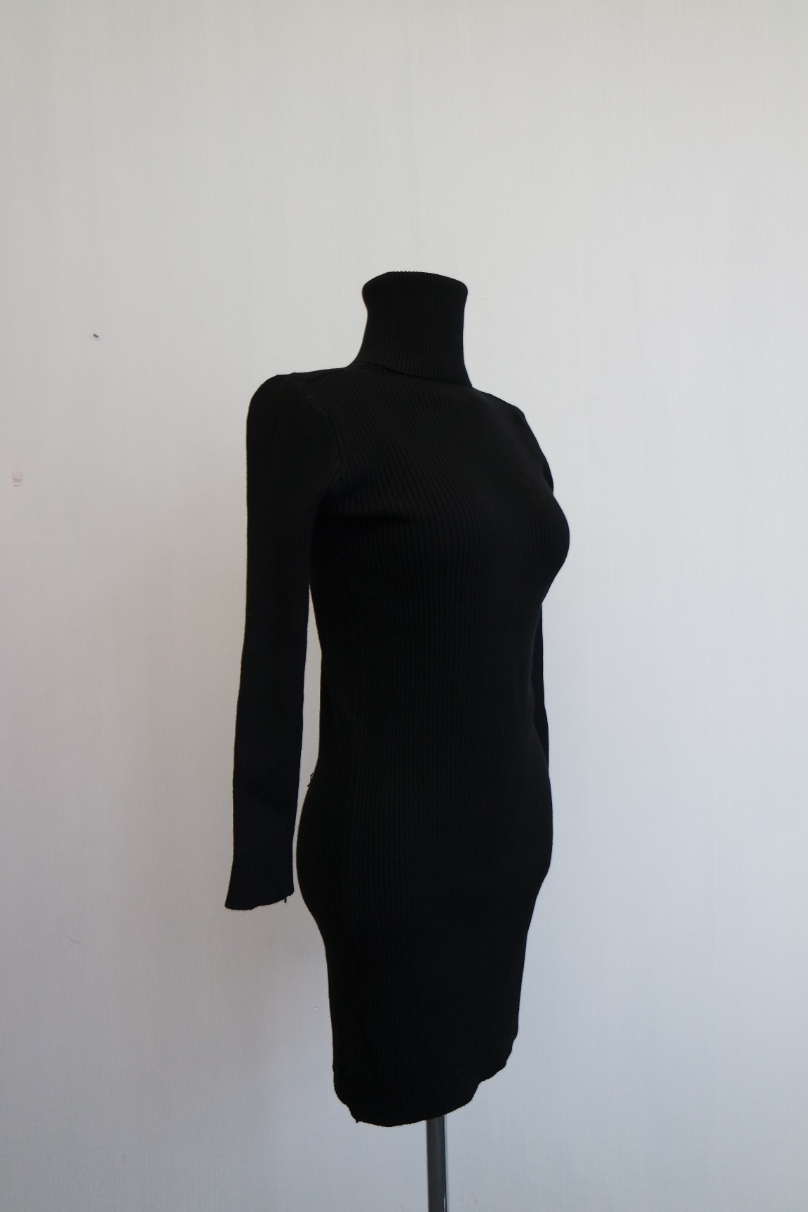 Winter Neck Polar Gold Long Knit Dress Mini