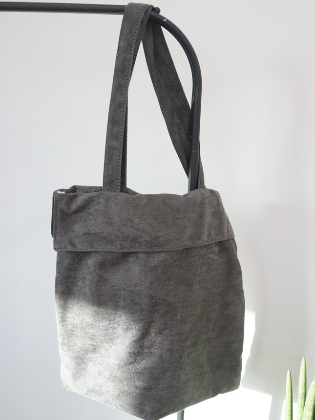 TOTE ECO SHOPPING TRAVEL suede bucket frill eco ba