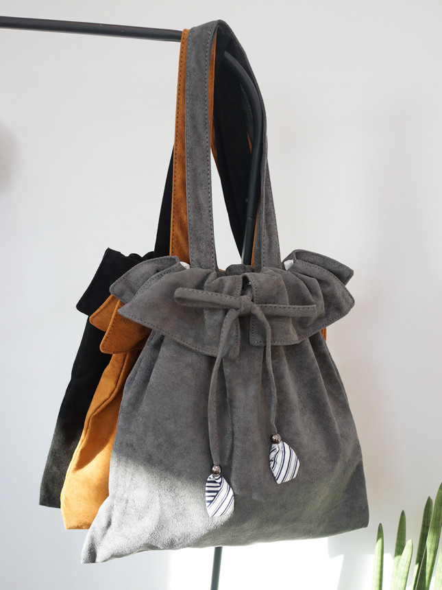 TOTE ECO SHOPPING TRAVEL suede bucket frill eco ba