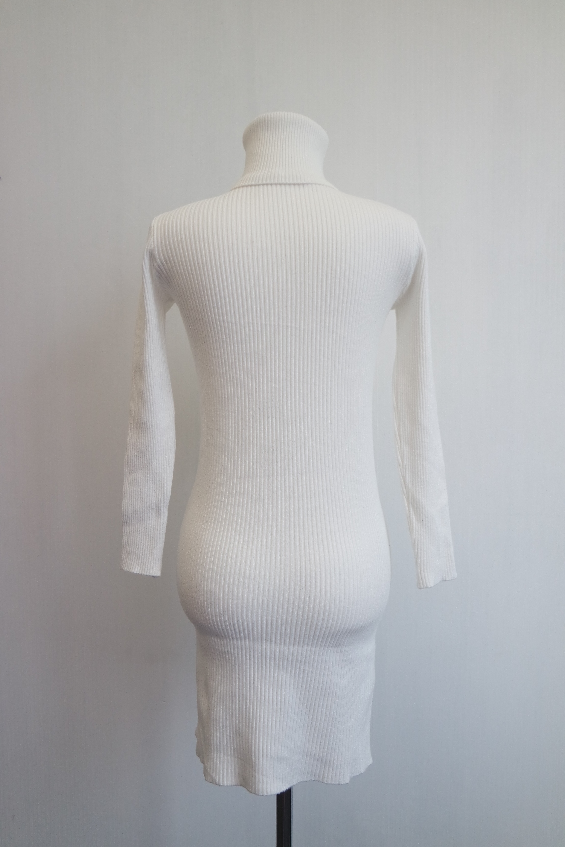 Winter Neck Polar Gold Long Knit Dress Mini