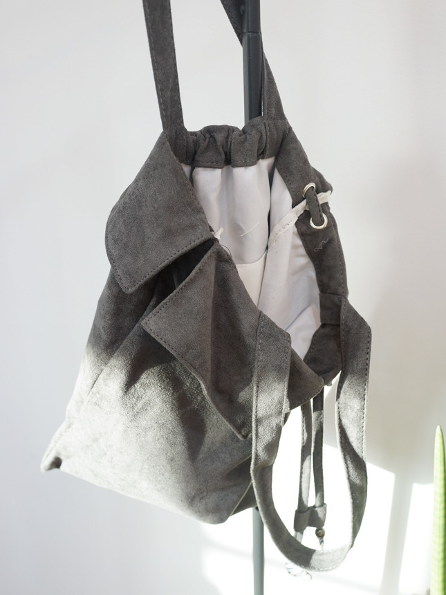 TOTE ECO SHOPPING TRAVEL suede bucket frill eco ba