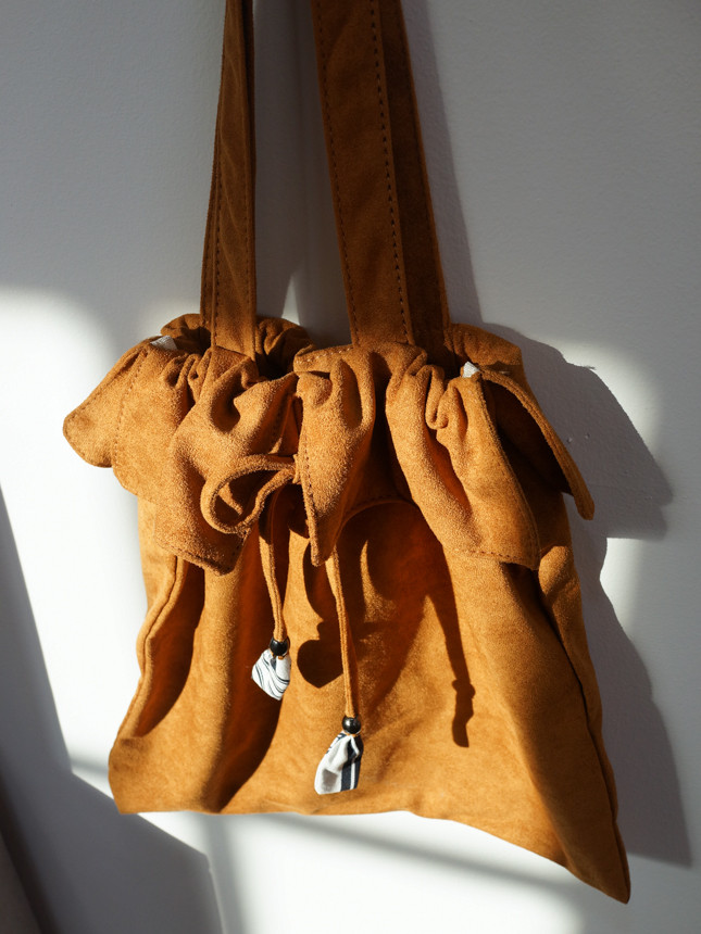 TOTE ECO SHOPPING TRAVEL suede bucket frill eco ba